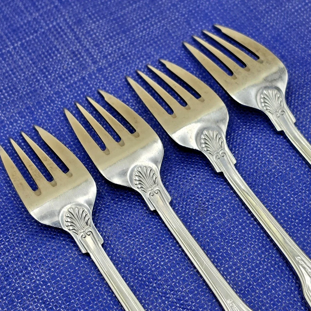 Towle London Shell Salad / Dessert Fork JAPAN Stainless Flatware Set Of 4 VTG